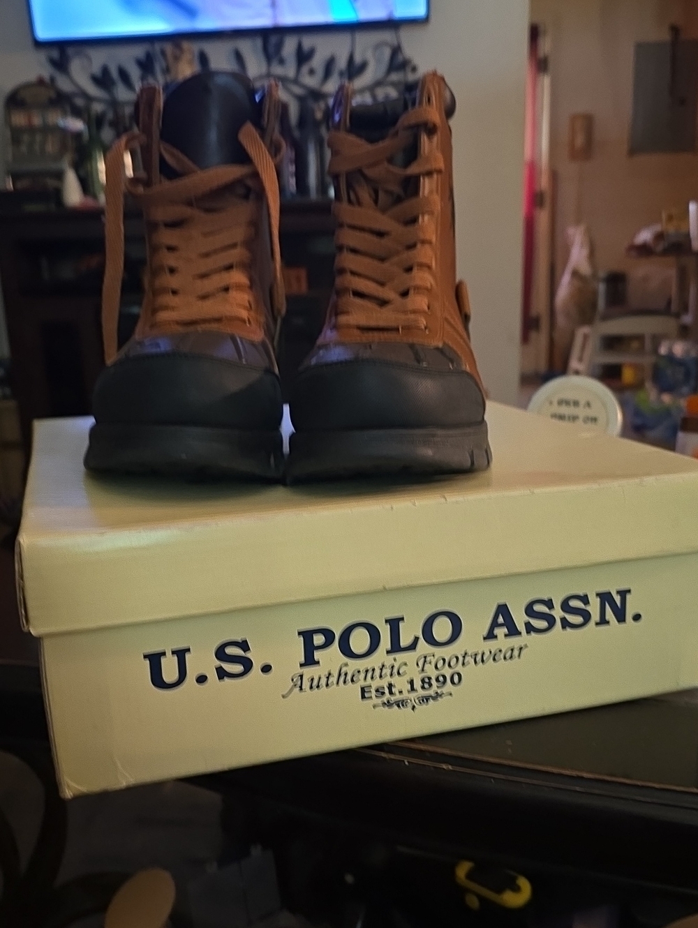 U.S. Polo Assn. Men's Tan and Black Lace-Up High-Top Boots